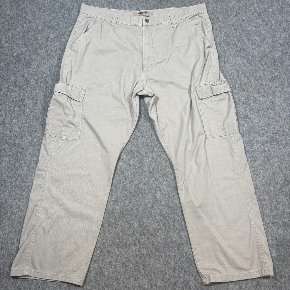 Wrangler Authentics Cargo Pants Men's Size 38 x 29 Tan Khaki Cotton Straight Leg